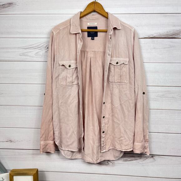 American Eagle Outfitters Womens Light Pink Small Button Down Long Sleeve - Picture 1 of 6